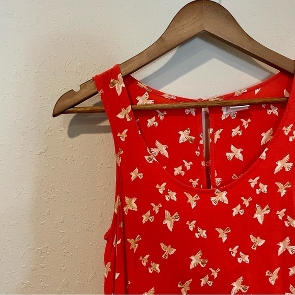 UO Cooperative Coral Bird Print Tunic Dress - Picture 3 of 9